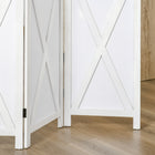 HOMCOM 4 Panel Freestanding Room Divider for Bedroom Office - White-Material: Paulownia Wood
