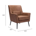 Zuo Ontario Accent Chair - Vintage Brown-3 year limited warranty