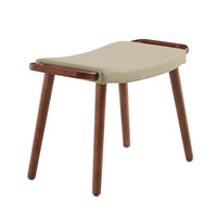Manhattan Comfort Geta 25.2" Mid-Century Modern Linen Weave Upholstered Ottoman - Barley and Antique Walnut-Mid-Century Modern Ottoman Perfect for Living Room Use