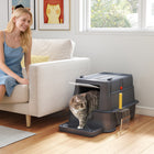 PawHut 80L Stainless Steel Cat Litter Box - Dark Grey-Stainless steel pan resists odours and stains, ensuring hygiene 