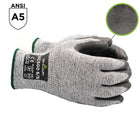 SHOWA S-TEX Smooth Polyurethane A5 Cut Resistant Poly Glove - Knit HPPE/Stainless Steel Liner - Grey - Large -Smooth Grip
