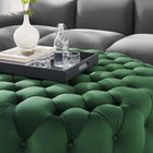 Modway Amour Tufted Button Large Round Performance Velvet Ottoman - Emerald-Dense Foam Padding