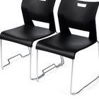 Global Duet Armless Stacking Ganging Chair - Night - Black-Strong welded steel frame in Chrome finish
