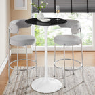 Modway Lippa 28" Round Faux Marble Bar Table - White Black-Chip-Resistant Metal Pedestal Base