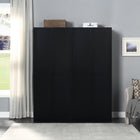 Manhattan Comfort Hopkins 59.22" 2-Piece Modern 11-Shelf Storage Closet - Black-Vertical Rectangular Geometric Door Design with Black Metal Pull Handles