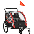 Aosom 3-in-1 2-Seater High-Visibility Baby Bike Trailer - Red-Ultra-versatile 3-in-1 bicycle attachment, stroller, and jogging cart allows you to get the most use out of your outdoor activity, whatever it might be 