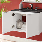 Modway Maybelle 24" Wall-Mount Bathroom Vanity - White/Black-Melamine Construction