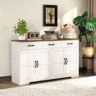 HOMCOM 55.1" L Sideboard Buffet Cabinet with Storage - White-Includes anti-tip kit for added safety and stability