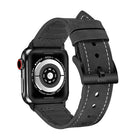 JCPal Gentry Leather Band for Apple Watch 38/40mm - Black-Compatible to Apple Watch Series 3, 4, 5, 6, and SE Models