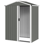 Outsunny Outdoor Metal Garden Shed - 4.5' x 3' - Light Grey-Built with galvanized steel, it is for all-year protection

