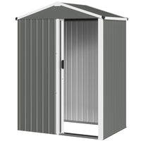 Outsunny Outdoor Metal Garden Shed - 4.5' x 3' - Light Grey-Built with galvanized steel, it is for all-year protection
