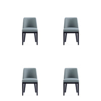 Manhattan Comfort Gansevoort 19" Modern Faux Leather Upholstered Dining Chair - Pewter - Set of 4-Modern Dining Chair for Dining Room and Task Use. Set of 4