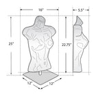 Azar Male & Female White Plastic Bust, Torso Mannequin - 12" Square Metal Base - 2 Pack-Includes short poles for each, bases for each with hardware