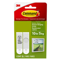 Command 10 lb Picture Hanging Strips - White - 8 Pack-NO TOOLS REQUIRED - Hang picture frames, wall art, mirrors, wall clocks, signs, dry erase boards, holiday decorations, and other home décor where you want without nails or a hammer