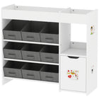 Qaba Toy Storage Organizer with 9 Removable Boxes - White-4-tier design, nine boxes offer ample organized storage space

