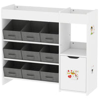 Qaba Toy Storage Organizer with 9 Removable Boxes - White-4-tier design, nine boxes offer ample organized storage space
