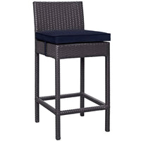 Modway Convene Outdoor Patio Fabric Bar Stool - Espresso Navy-For entertaining or everyday use