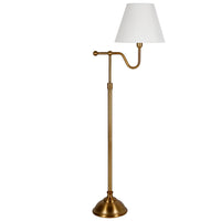 Hudson&Canal Wellesley 63" Tall Floor Lamp with Fabric Shade - Brass/White-Modern and contemporary design for your living room, office space, bedroom, or reading nook