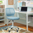 Homy Casa Colorful Fabric Teen Task Chair - Curio Blue-360-Degree Swivel: Enjoy full mobility with the chair’s smooth 360-degree swivel function, perfect for multitasking