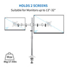 ShoppingAll SA-D290 Adjustable Dual Monitor Standing Mount for Monitors Up To 32" - White-Keep your cables neat and organized with our built-in cable clips, save your desk space and keep your workstation clean