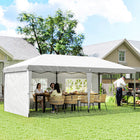 Outsunny 10 ft W x 20 ft L Outdoor Pop Up Canopy Tent with Carrying Bag - White-Straight-leg gazebo tent with 2-tier vented roof and removable sidewalls