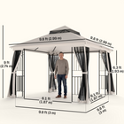 Outsunny 10 ft W x 10 ft L Soft-top Patio Gazebo Deck Canopy - Beige-Drain holes prevent water accumulation on top