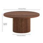 Hudson&Canal Rollan 32" Wide Round Fluted Coffee Table - Satin Walnut-Clean with a soft, dry cloth and no harsh chemicals or abrasive cleaning materials