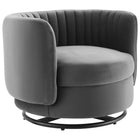 Modway Embrace Tufted Performance Velvet Swivel Chair - Black Grey-Channel Tufted Chair