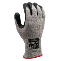 SHOWA S-TEX Microporous Embossed Nitrile A5 Cut Resistant Poly Glove - Knit HPPE/Stainless Steel Liner - Black/Grey - Small -Microporous foam nitrile coating