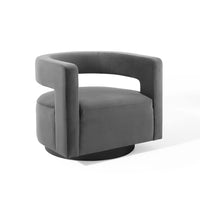 Modway Spin Cutaway Performance Velvet Swivel Armchair - Grey-Glam Deco Swivel Armchair