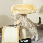 PawHut 18" Cat Scratching Tree and Kitty House with Hanging Toy - Beige-Sisal posts satisfy your cats' nature of clawing, and protect your furniture from scratching 