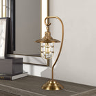 Hudson&Canal Bay 22" Tall Nautical Table Lamp with Glass/Metal Shade - Antique Brass/Clear-Handcrafted antique brass finish is applied to the novelty metal base