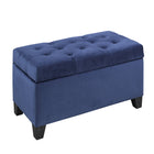 Brassex Landon Tufted Storage Ottoman - Navy-Generously padded top