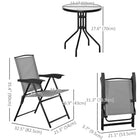 Outsunny Folding Patio Bistro Set with Reclining Chairs and Round Table - Grey-Entire set built using powder-coated steel for durability 