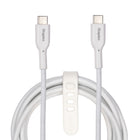 Staples TECH USB-C to USB-C Charging Cable - 6.5 ft. - White-Braided cable for durability and tangle-prevention tested to withstand up to 5K bends