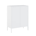 Manhattan Comfort Naomi 31.5" Modern Accent Cabinet - White-Steel: Cleaning: Wipe with a soft, dry cloth. For tough stains, use a mild detergent with water, followed by a dry cloth to prevent water spots. Avoid: Using abrasive pads that can scratch the surface. Avoid leaving water or moisture on the surface for long periods. Care: Regularly check for rust, especially in humid environments. If rust develops, use a metal polish or rust remover. Protection: Use placemats or coasters to prevent scratches or den