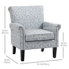 HOMCOM Modern Accent Chair with Rolled Armrest - Wood Legs - Nailhead Trim for Bedroom - Grey-Solid rubber wood legs for stability and support
