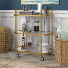Hudson&Canal Leif 30"W Oval Bar Cart - Brass-Features easy assembly