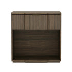 Manhattan Comfort Clive 22" Mid-Century Modern 1-Drawer Nightstand - Walnut and Gold-Clean-lined nightstand crafted from manufactured wood with metal accents for a refined, modern bedroom look