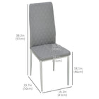 HOMCOM Dining Chairs with Upholstery Seat & Steel Legs - Grey - Set of 4-Bright galvanized steel legs provide optimal support and stability