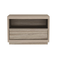 Manhattan Comfort Navis 32" Contemporary 1-Drawer Nightstand - Natural Oak-Wood-look finish offers a warm, natural appearance popular in modern furniture design