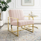 Modway Inspire Channel Tufted Performance Velvet Armchair - Pink-Performance Velvet Polyester Upholstery