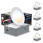 ShoppingAll Impotek 4" 5 CCT LED Recessed Ceiling Light with Junction Box - 2700K/3000K/3500K/4000K/5000K - Dimmable IC Rated ETL Energy Star Listed 9W 800LM - RCL1-9W4IN (Pack of 4)-Exceptional Brightness & Adjustable Dimming - Illuminate your space with the pinnacle of LED technology. Our recessed ceiling light boasts superior lumens for unparalleled brightness while maintaining energy efficiency at just 9 Watts for 800 lumens. Experience smooth dimming from 5% to 100%, ensuring compatibility with a wide 