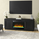 Hudson&Canal Tillman TV Stand with 26" Crystal Fireplace for TV's up to 75" - Black Grain-Product Dimensions: 15.75" L x 68" W x 25" H