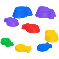 Outsunny Kids Stackable Fish-Shaped BalanceStepping Stones 11-Piece Set-A fun active toy for children to develop their balance and coordination 