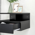 HOMCOM Floating Nightstands with Drawer and Open Shelf - Black - Set of 2-Colour: Black