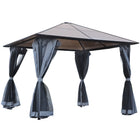Outsunny Hardtop Polycarbonate Roof Aluminum Framed Patio Gazebo - 10' x 10' - Grey-Large and deluxe design is great for impressing your guests and providing enough shelter for garden parties, BBQs, gatherings etc 