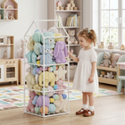 Qaba Stuffed Animal Storage Organizer - 47 x 47 x 132cm-Elastic cord sides allow easy access, helping kids find toys faster
