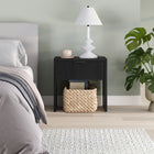 Hudson&Canal Kenslow 24" Nightstand - Black Grain-Features easy assembly