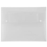 JAM Paper Plastic Portfolio with Two Button Snap Closure - 9 1/2" x 12 1/2" x 3/4" - Clear -Clear Plastic Portfolio with Two Button Snap Closure